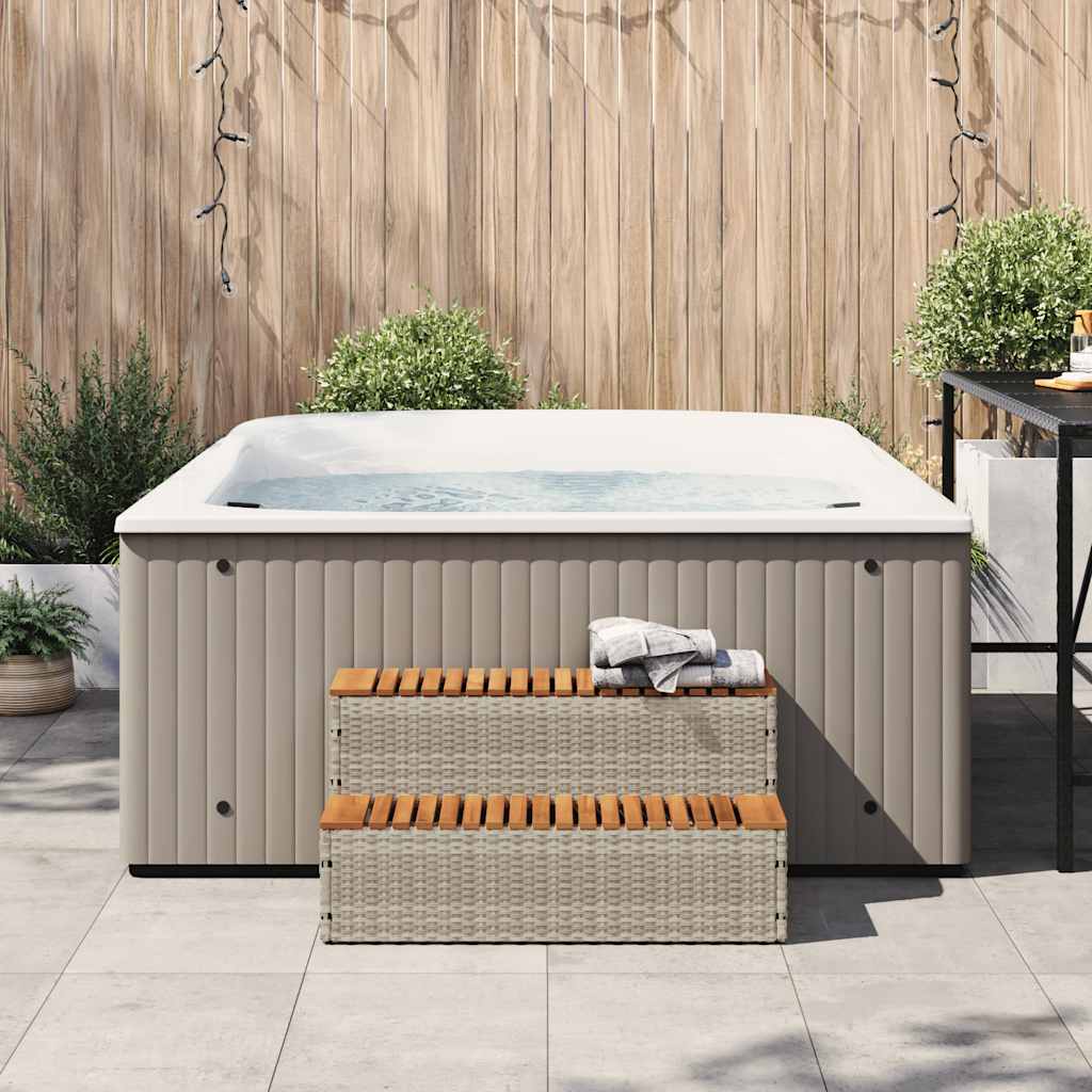 Hottub-opstap 100x50x50,5 cm poly rattan&massief acaciahout