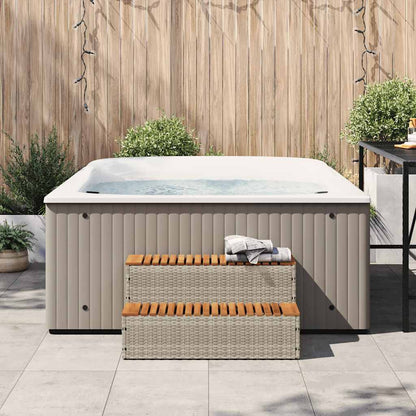 Hottub-opstap 100x50x50,5 cm poly rattan&massief acaciahout