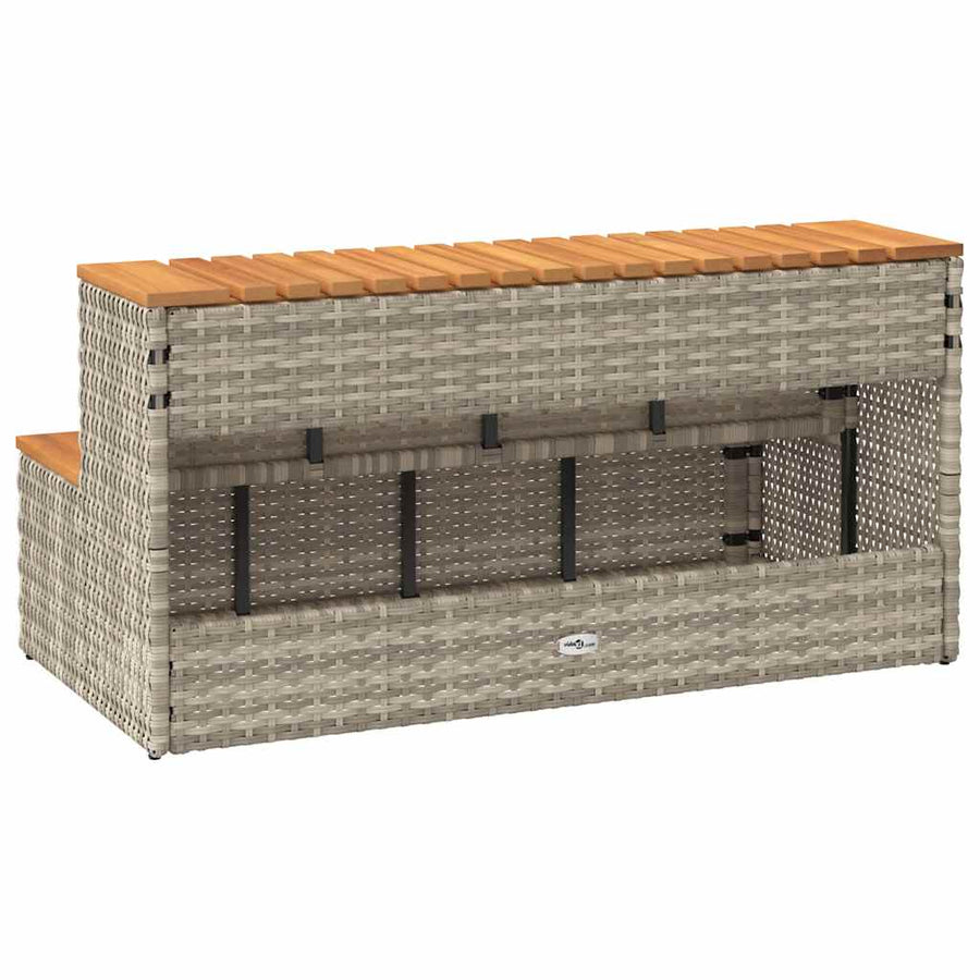Hottub-opstap 100x50x50,5 cm poly rattan&massief acaciahout
