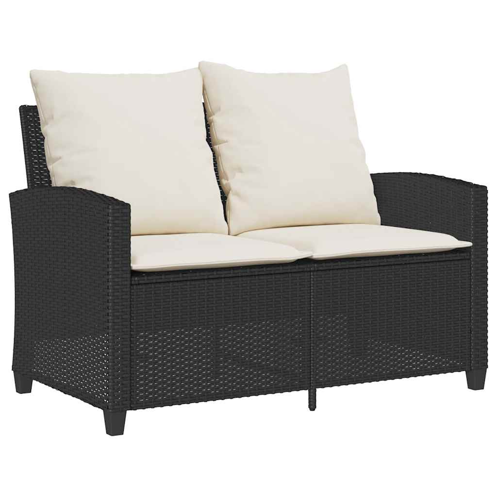 6-Delige Loungeset Met Kussens Poly Rattan Zwart en crème Glas