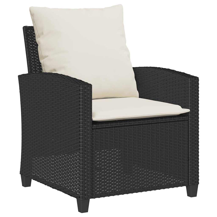 6-Delige Loungeset Met Kussens Poly Rattan Zwart en crème Glas