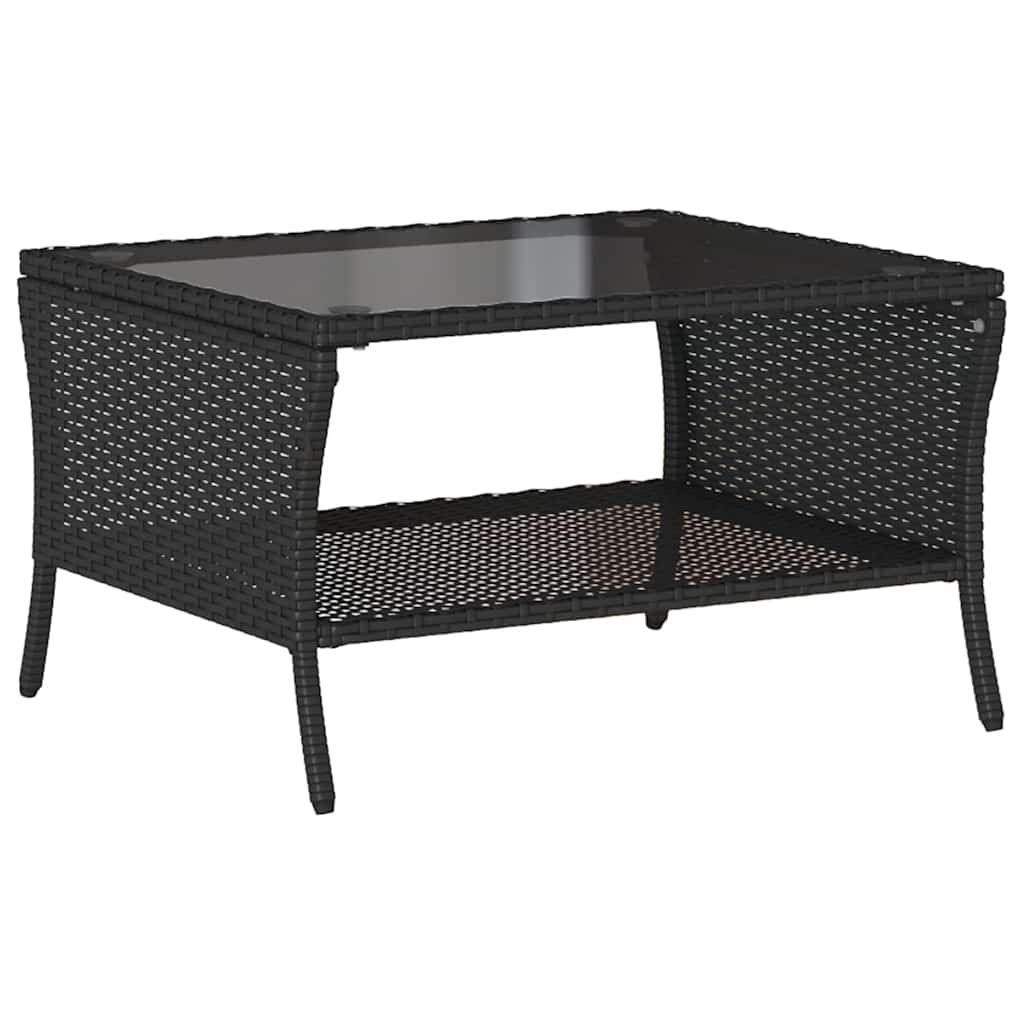 6-Delige Loungeset Met Kussens Poly Rattan Zwart en crème Glas