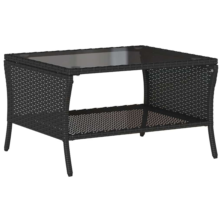 6-Delige Loungeset Met Kussens Poly Rattan Zwart en crème Glas