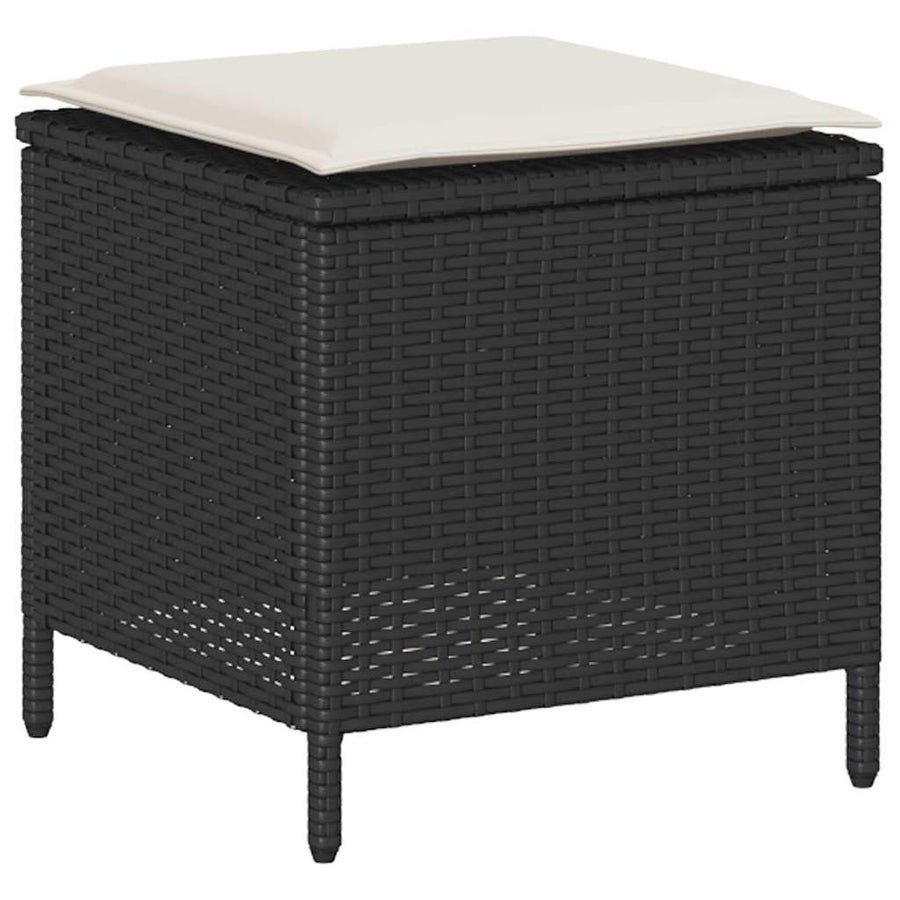 6-Delige Loungeset Met Kussens Poly Rattan Zwart en crème Glas