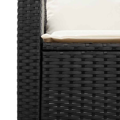 6-Delige Loungeset Met Kussens Poly Rattan Zwart en crème Glas