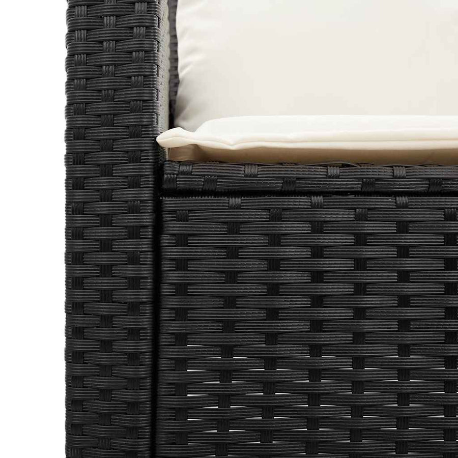 6-Delige Loungeset Met Kussens Poly Rattan Zwart en crème Glas
