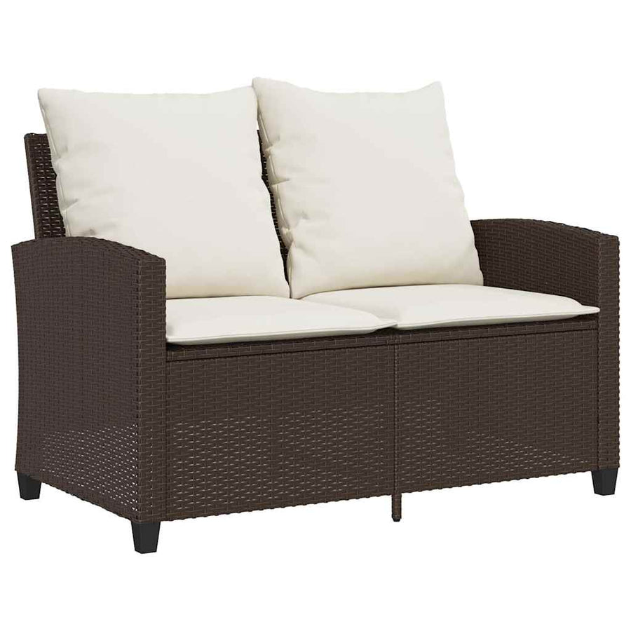 6-Delige Loungeset Met Kussens Poly Rattan Bruin en crème Glas