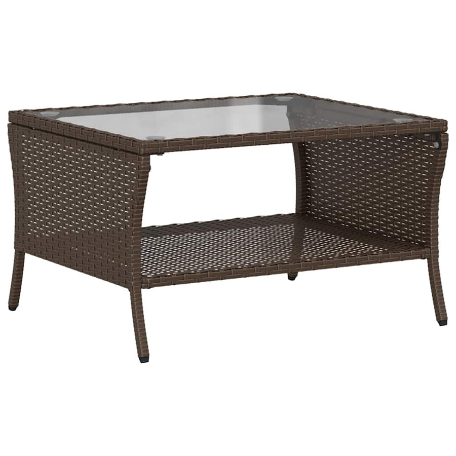 6-Delige Loungeset Met Kussens Poly Rattan Bruin en crème Glas