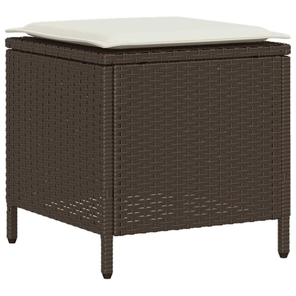 6-Delige Loungeset Met Kussens Poly Rattan Bruin en crème Glas