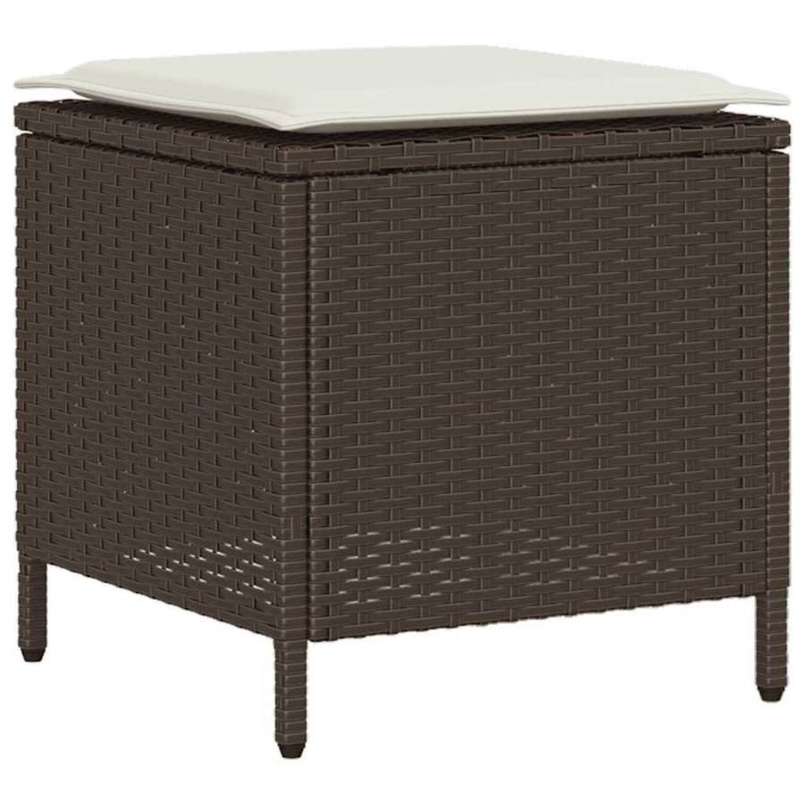 6-Delige Loungeset Met Kussens Poly Rattan Bruin en crème Glas