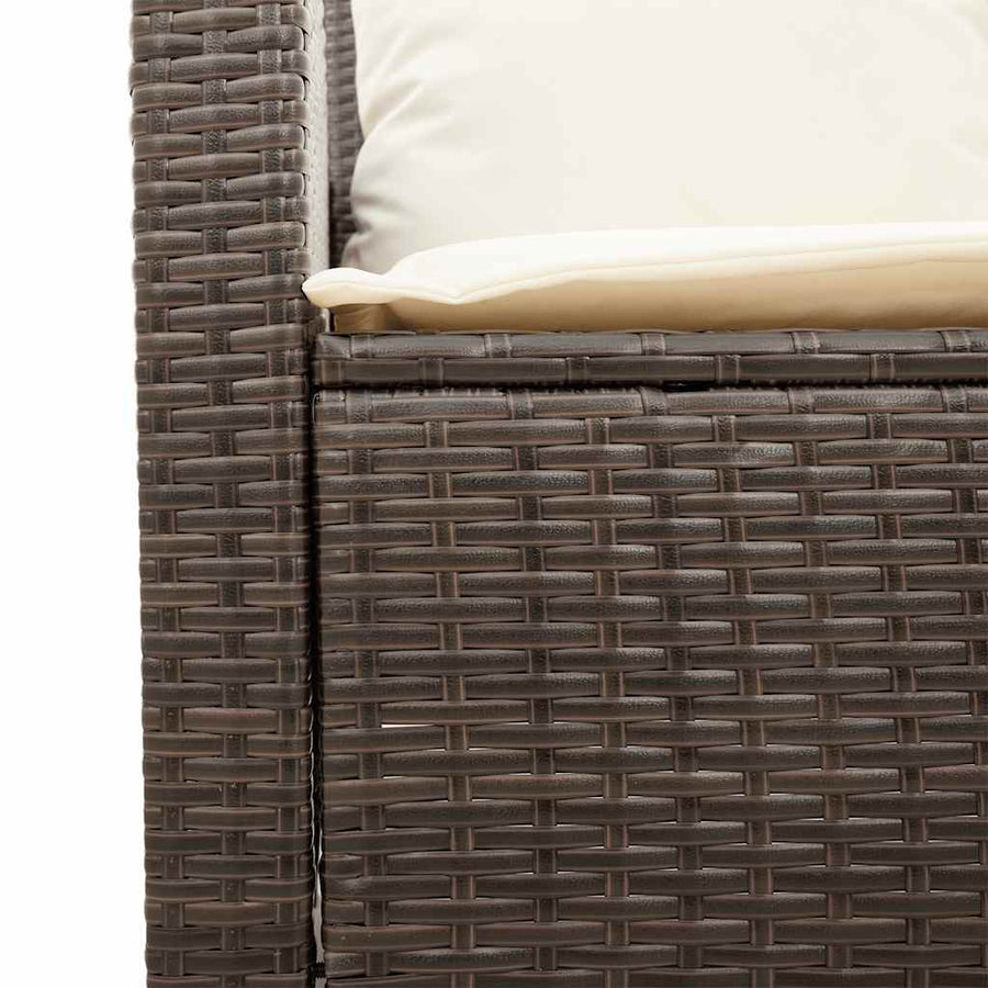6-Delige Loungeset Met Kussens Poly Rattan Bruin en crème Glas