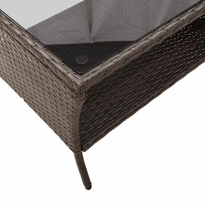 6-Delige Loungeset Met Kussens Poly Rattan Bruin en crème Glas