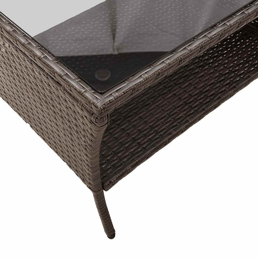 6-Delige Loungeset Met Kussens Poly Rattan Bruin en crème Glas