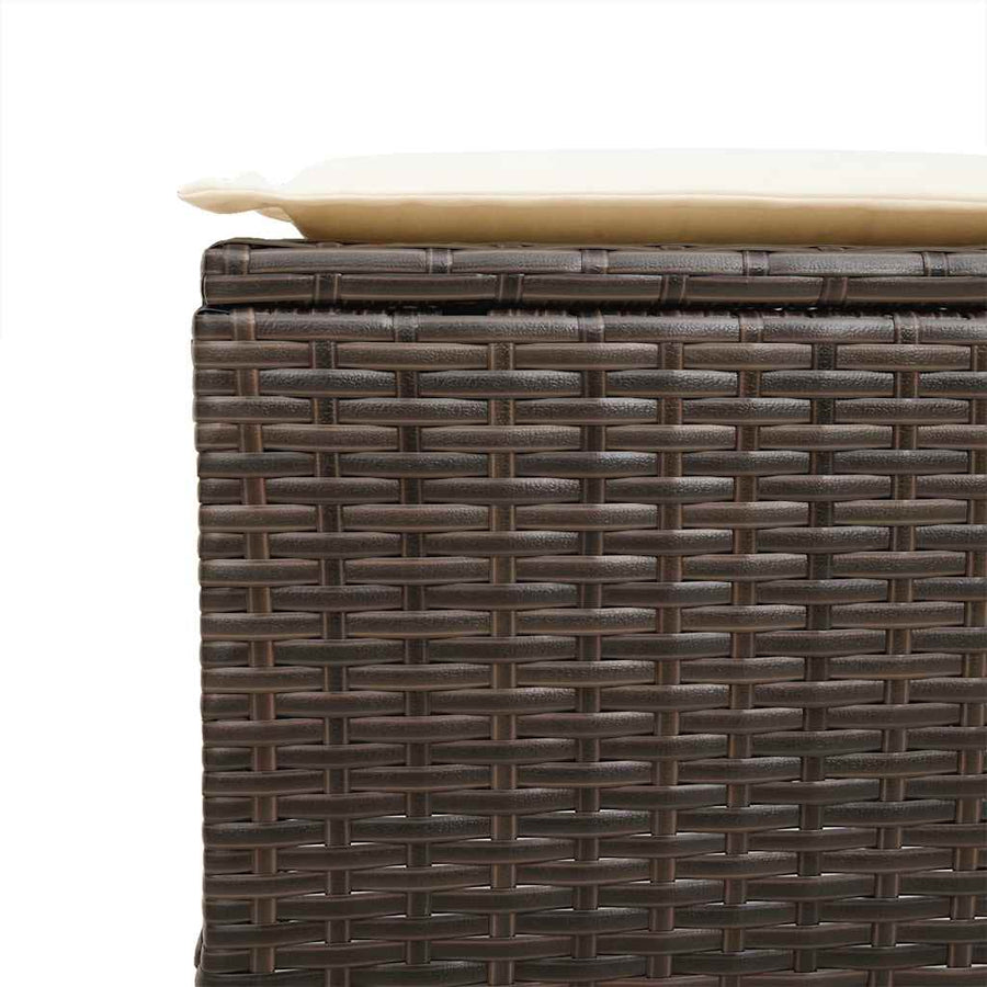 6-Delige Loungeset Met Kussens Poly Rattan Bruin en crème Glas