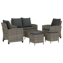 6-Delige Loungeset Met Kussens Poly Rattan Grijs Glas