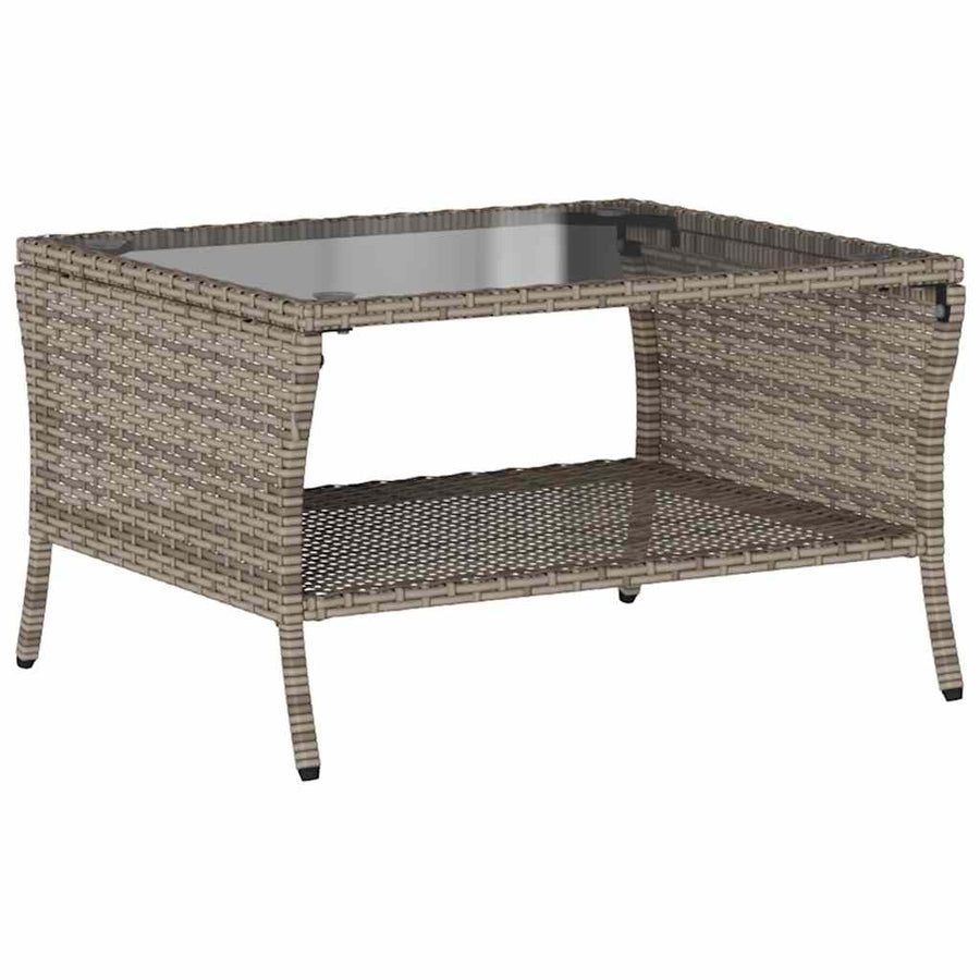 6-Delige Loungeset Met Kussens Poly Rattan Grijs Glas