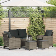 Loungeset poly rattan grijs 6-delig