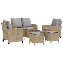 6-Delige Loungeset Met Kussens Poly Rattan Beige en grijs Glas