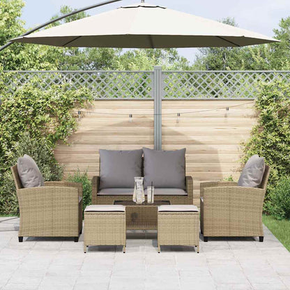 6-Delige Loungeset Met Kussens Poly Rattan Beige en grijs Glas