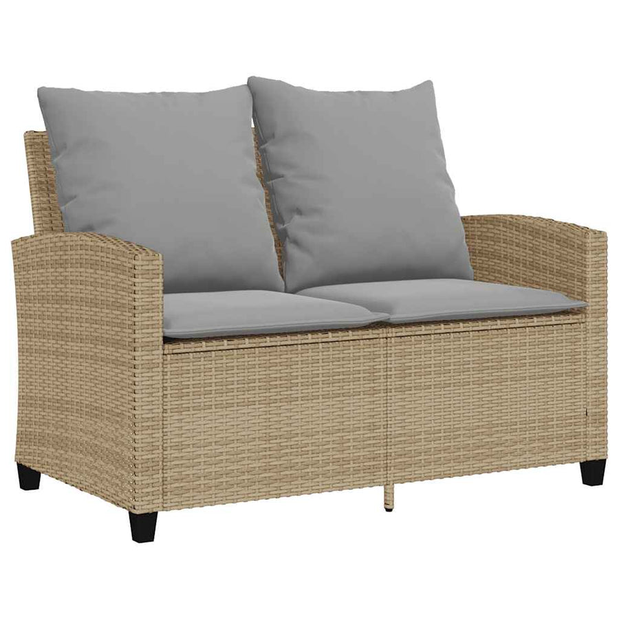 6-Delige Loungeset Met Kussens Poly Rattan Beige en grijs Glas