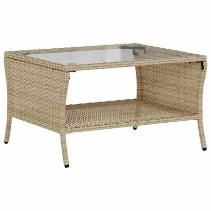 6-Delige Loungeset Met Kussens Poly Rattan Beige en grijs Glas