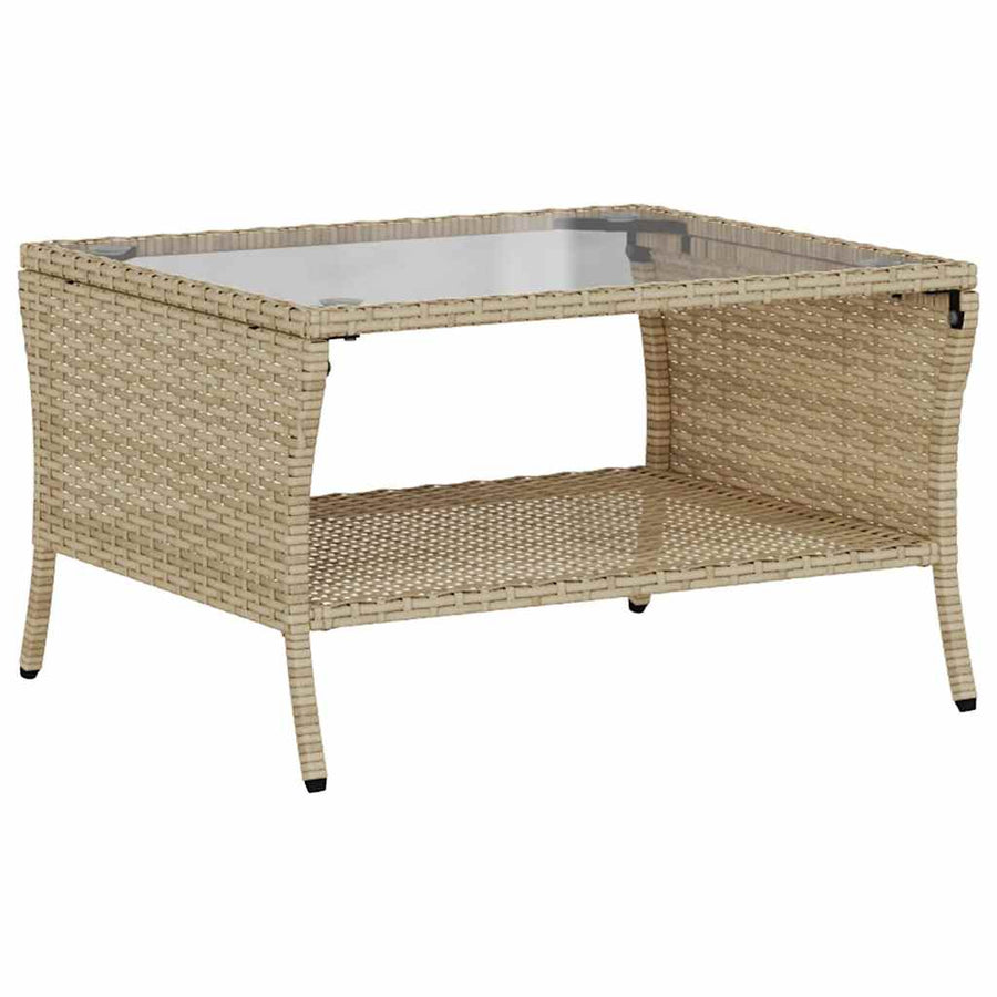6-Delige Loungeset Met Kussens Poly Rattan Beige en grijs Glas