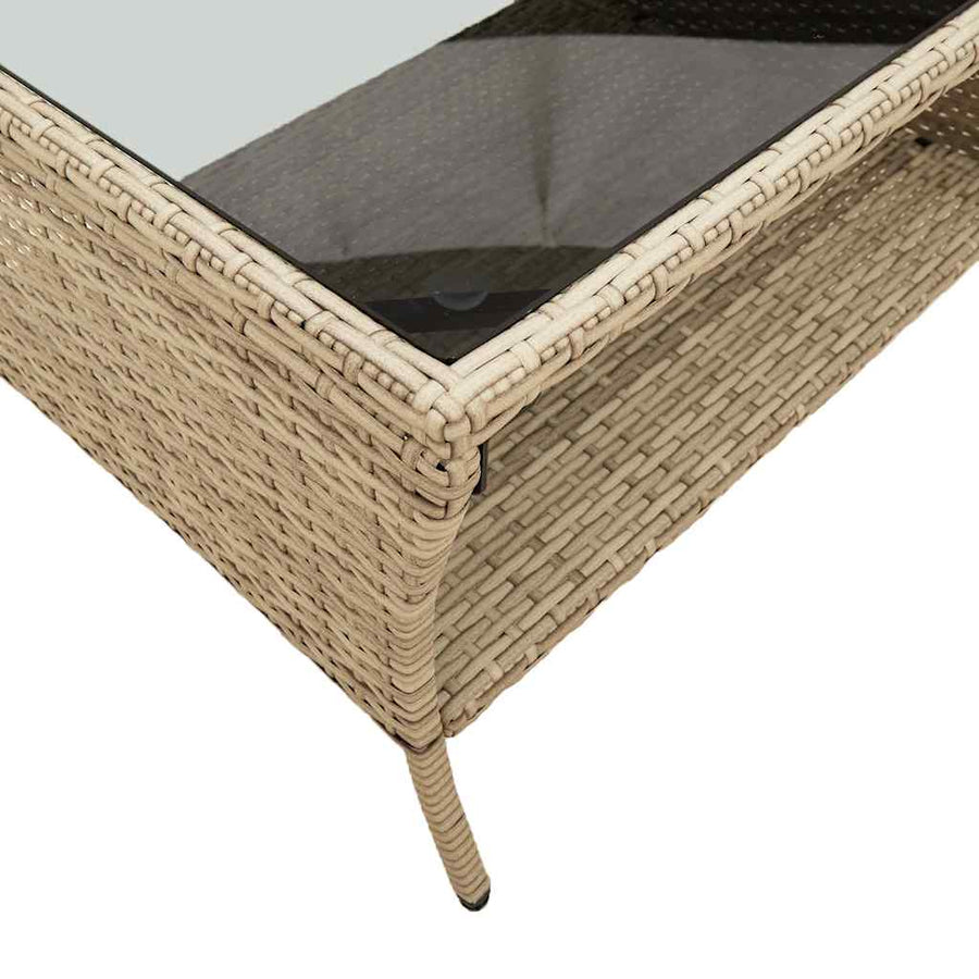 6-Delige Loungeset Met Kussens Poly Rattan Beige en grijs Glas