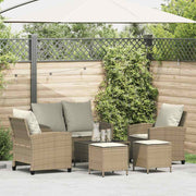 Loungeset 6-delig poly rattan beige