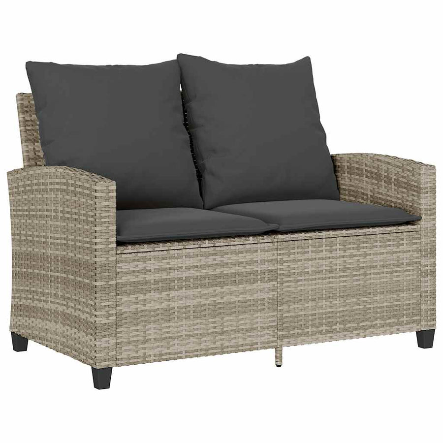 6-Delige Loungeset Met Kussens Poly Rattan Lichtgrijs Glas