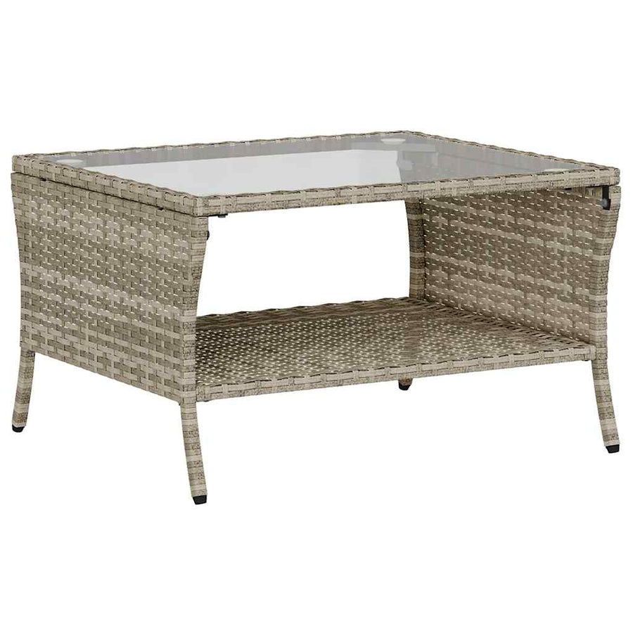 6-Delige Loungeset Met Kussens Poly Rattan Lichtgrijs Glas