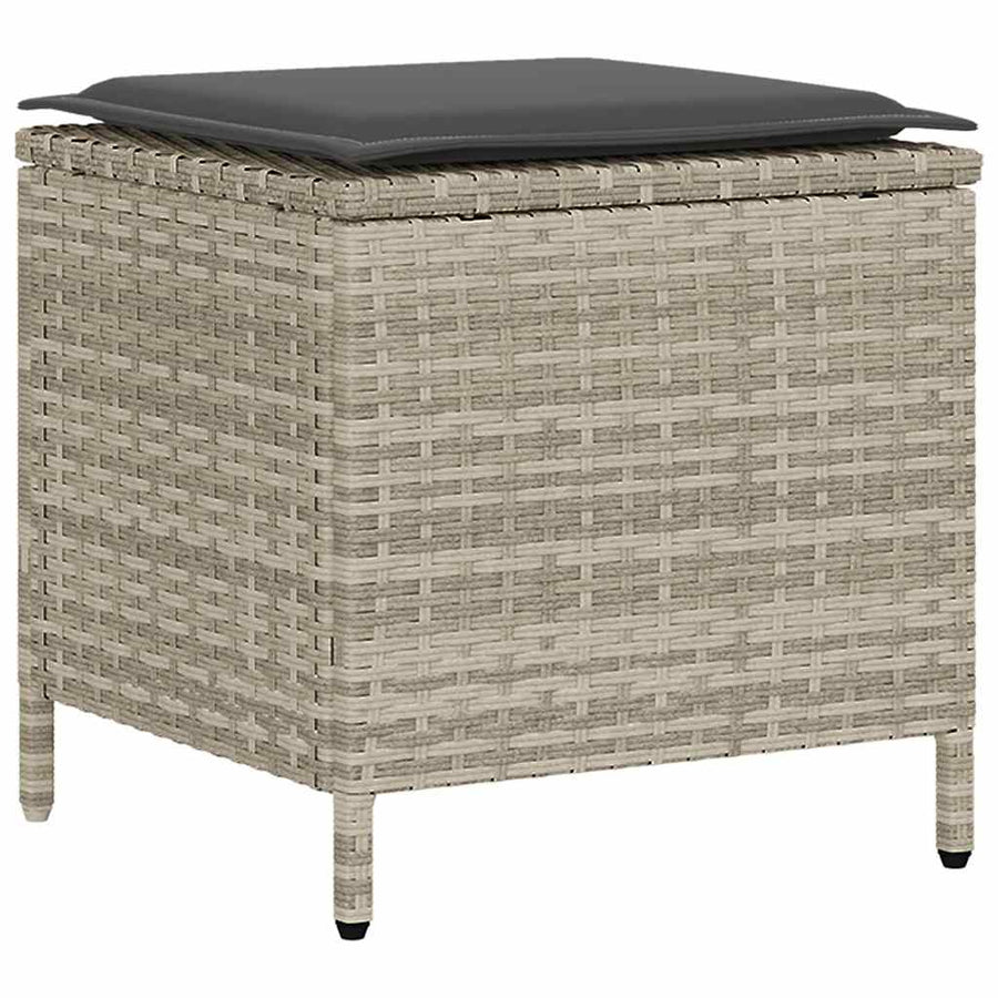 6-Delige Loungeset Met Kussens Poly Rattan Lichtgrijs Glas