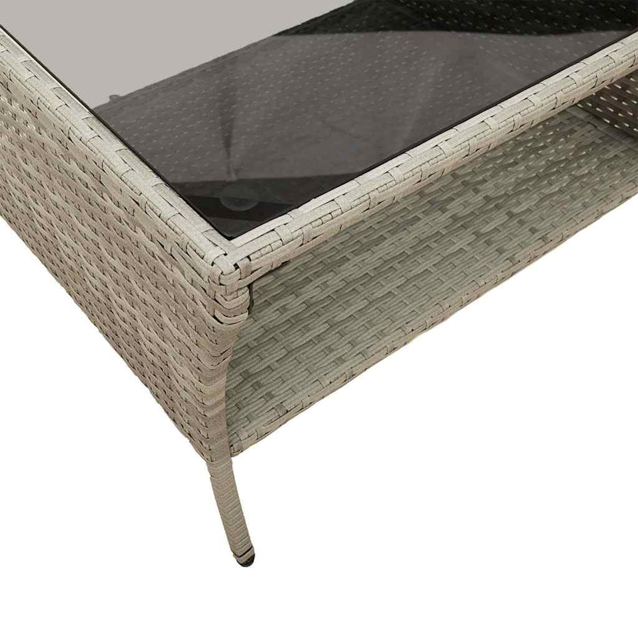6-Delige Loungeset Met Kussens Poly Rattan Lichtgrijs Glas