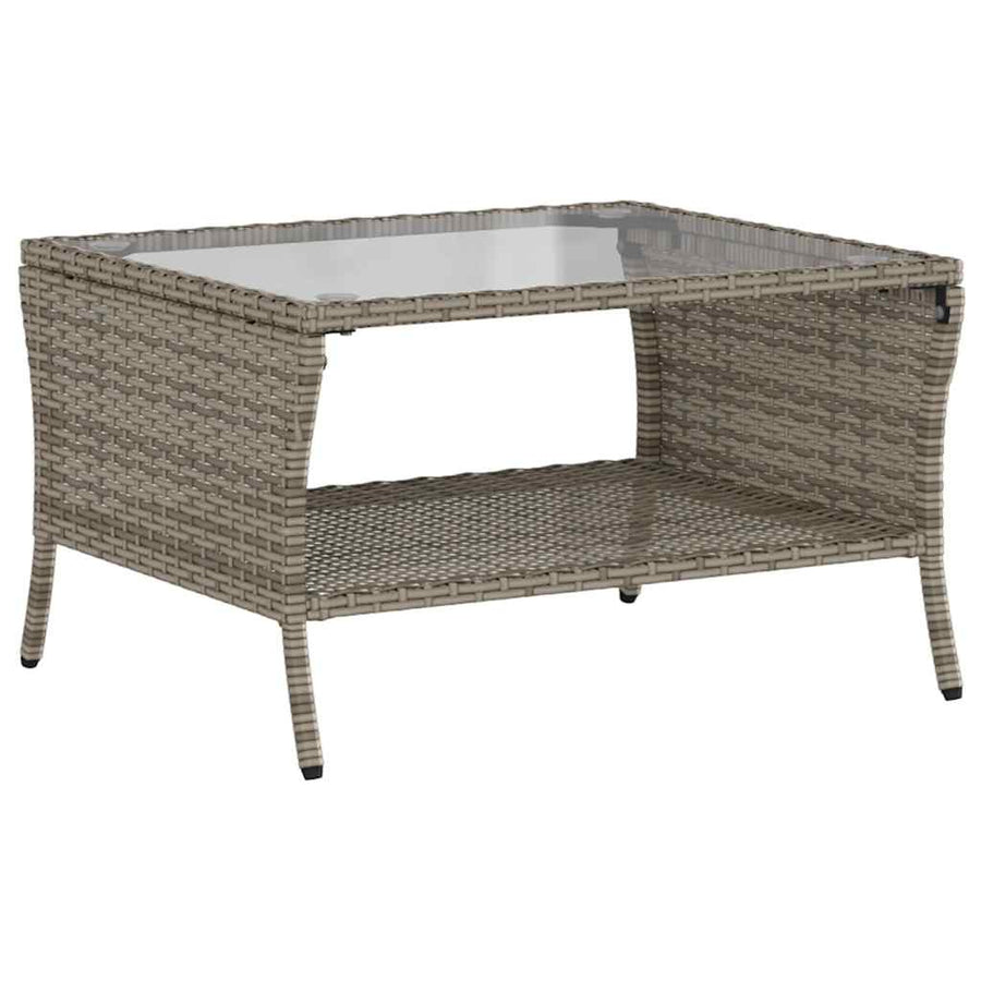 6-Delige Loungeset Met Kussens Poly Rattan Grijs en blauw Glas