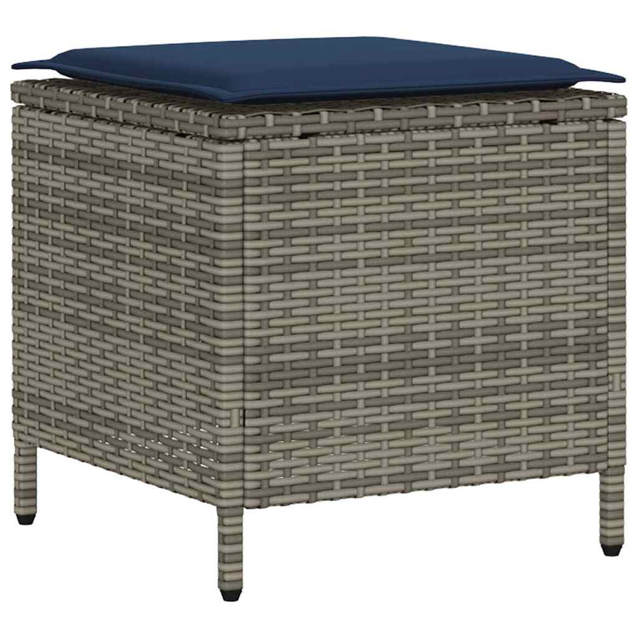 6-Delige Loungeset Met Kussens Poly Rattan Grijs en blauw Glas