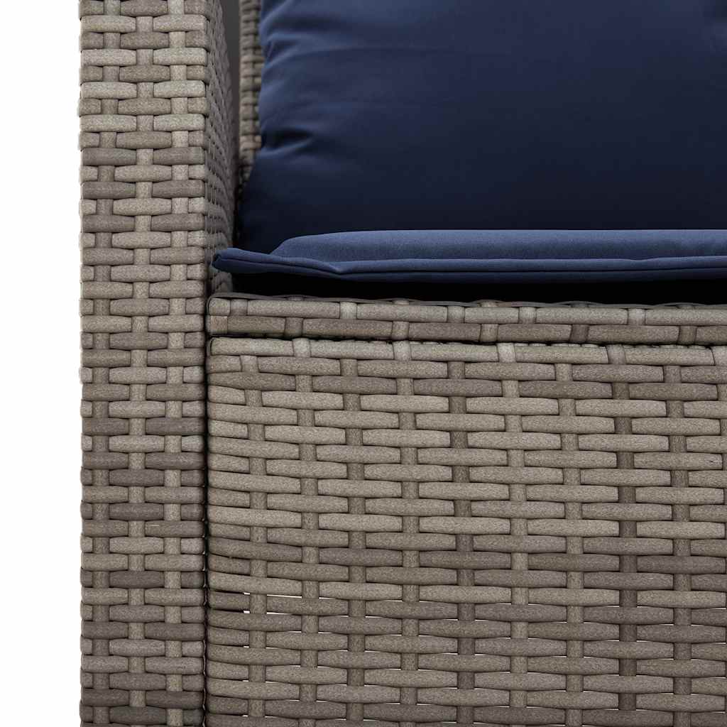 6-Delige Loungeset Met Kussens Poly Rattan Grijs en blauw Glas