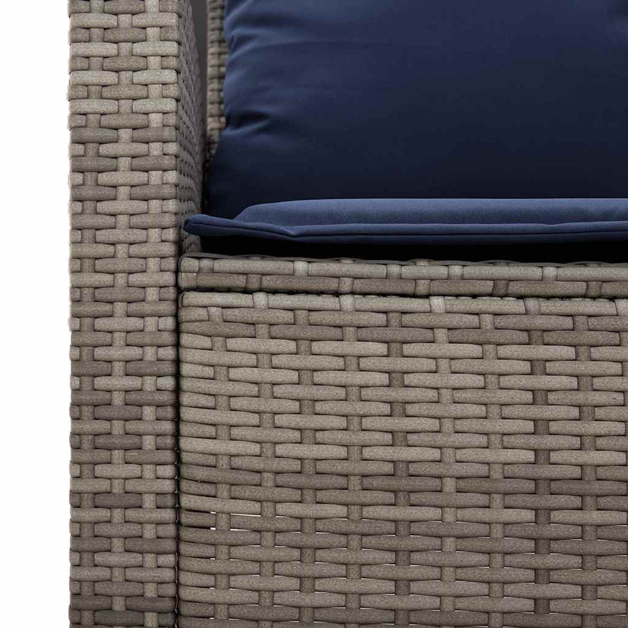 6-Delige Loungeset Met Kussens Poly Rattan Grijs en blauw Glas