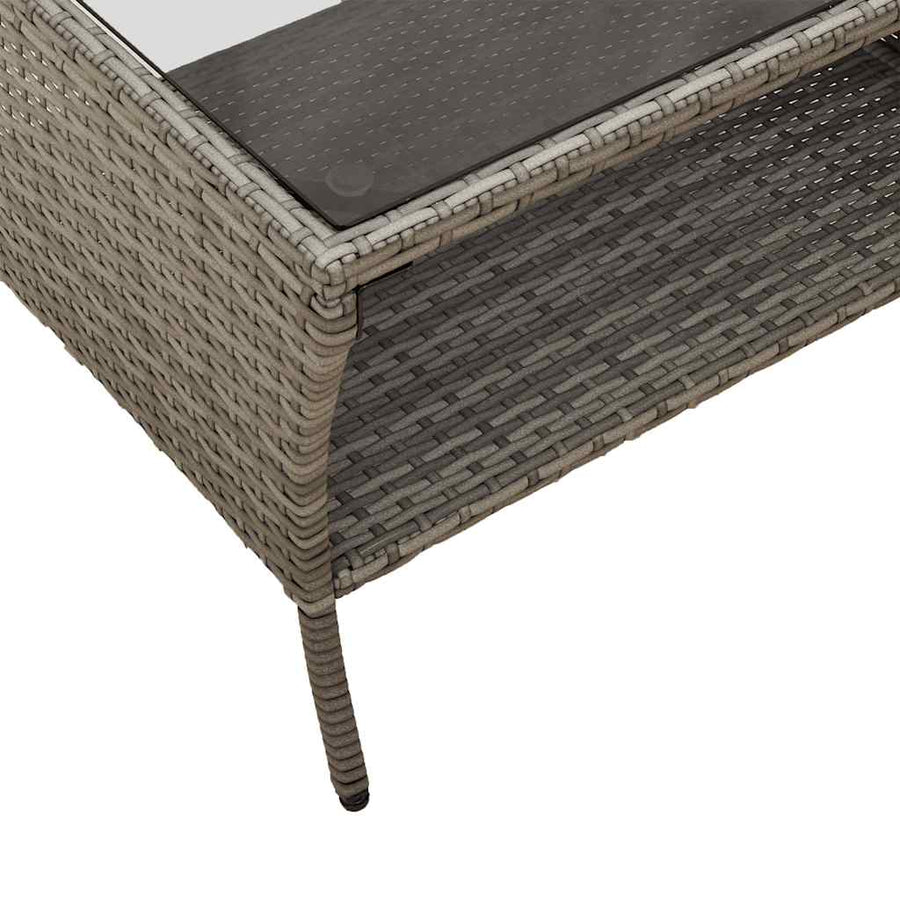 6-Delige Loungeset Met Kussens Poly Rattan Grijs en blauw Glas