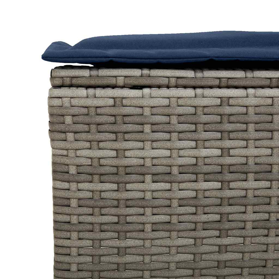 6-Delige Loungeset Met Kussens Poly Rattan Grijs en blauw Glas