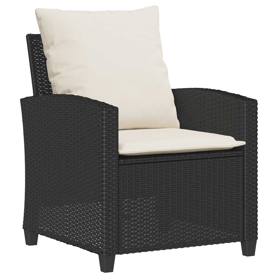 6-Delige Loungeset Met Kussens Poly Rattan Zwart en crème Hout
