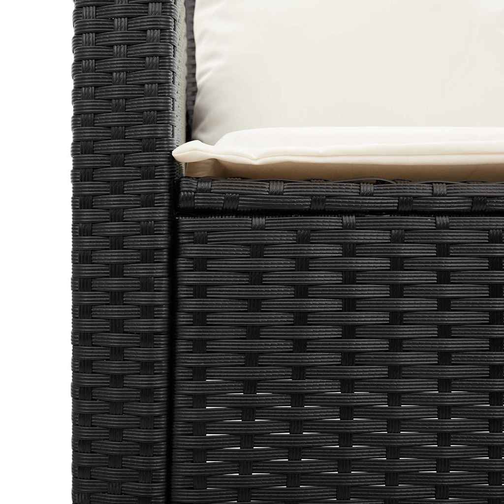 6-Delige Loungeset Met Kussens Poly Rattan Zwart en crème Hout