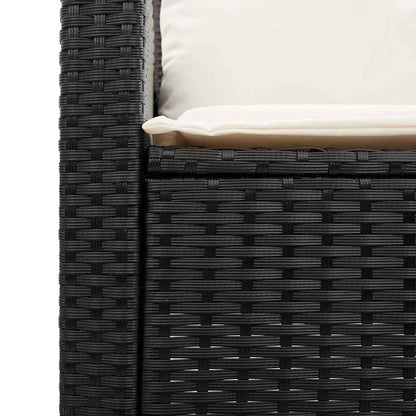 6-Delige Loungeset Met Kussens Poly Rattan Zwart en crème Hout