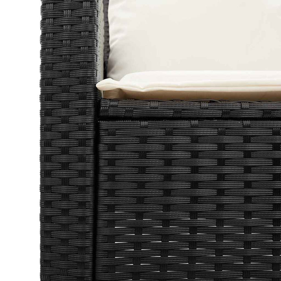 6-Delige Loungeset Met Kussens Poly Rattan Zwart en crème Hout