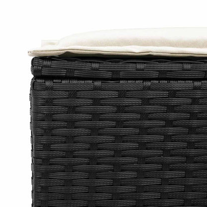 6-Delige Loungeset Met Kussens Poly Rattan Zwart en crème Hout