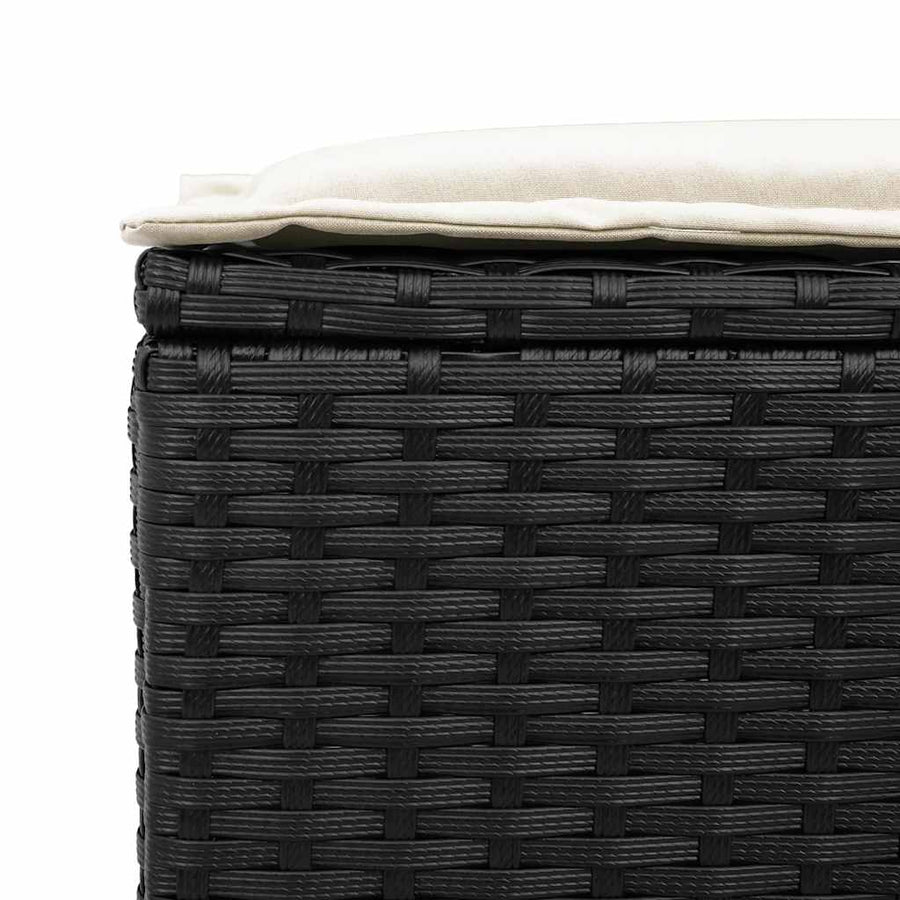 6-Delige Loungeset Met Kussens Poly Rattan Zwart en crème Hout