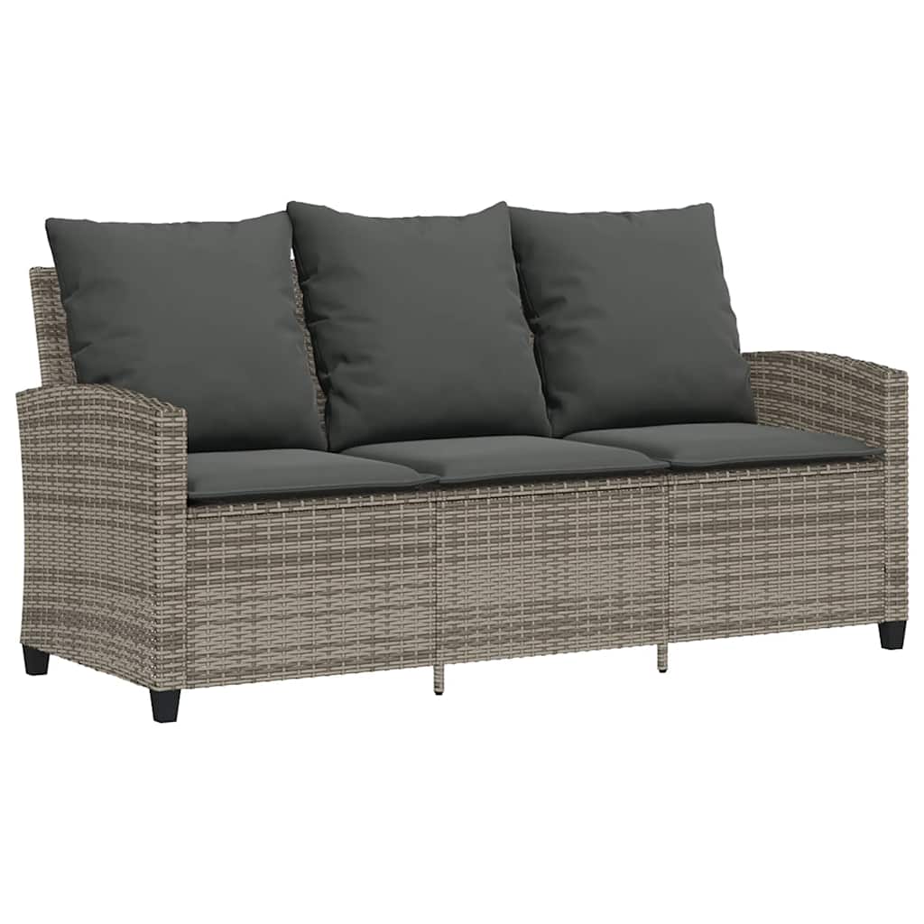 6-Delige Loungeset Met Kussens Poly Rattan Grijs Hout