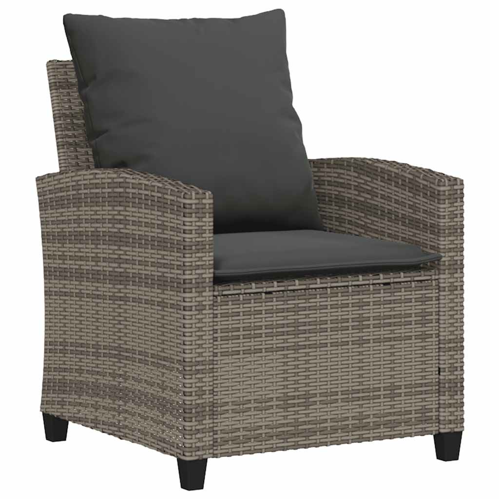 6-Delige Loungeset Met Kussens Poly Rattan Grijs Hout