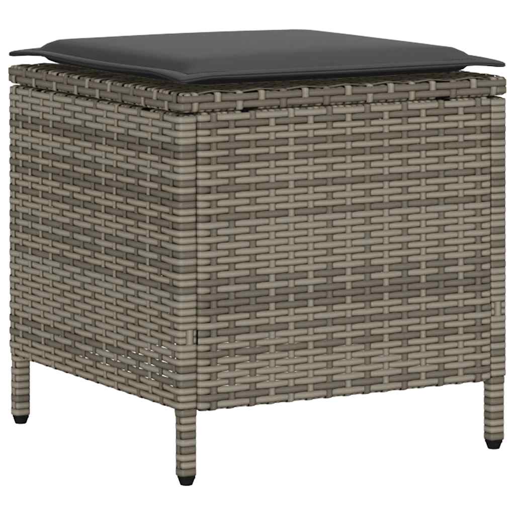 6-Delige Loungeset Met Kussens Poly Rattan Grijs Hout