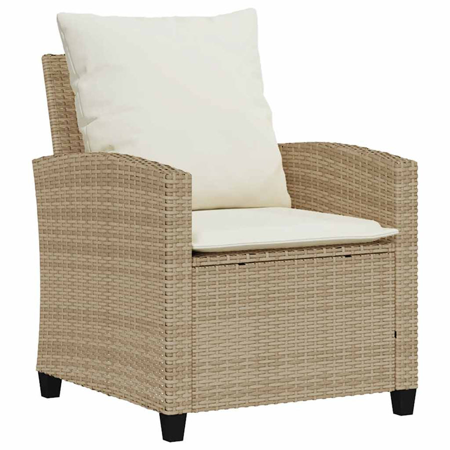 6-Delige Loungeset Met Kussens Poly Rattan Beige en grijs Hout