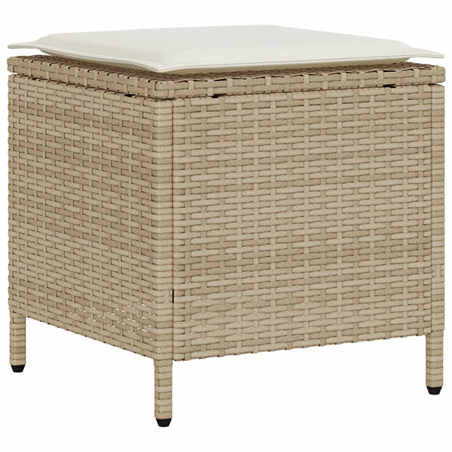 6-Delige Loungeset Met Kussens Poly Rattan Beige en grijs Hout
