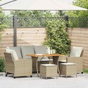 Loungeset 6-delig poly rattan beige